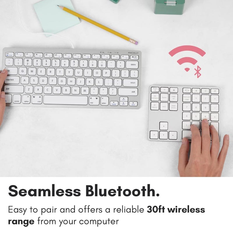 MACALLY Bluetooth Number Pad for Laptop - Rechargeable Wireless Numeric Keypad - Slim 35 Key Wireless Number Pad for Data Entry, 10 Key Numpad Compatible with Mac, MacBook, iPad, PC Desktop, Windows - Image 3